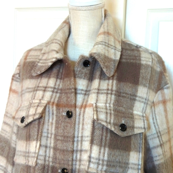 Mango Women's Beige Brown Checked Tailored Jacket - Picture 4 of 12